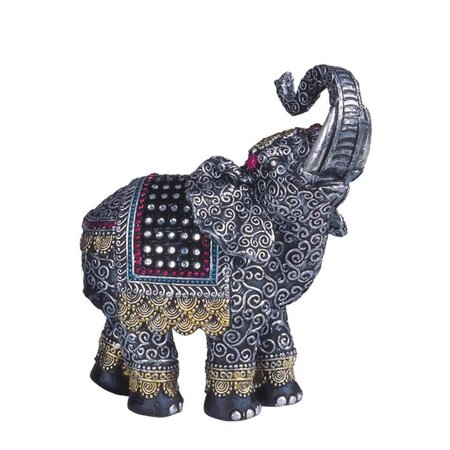 TRAMA 6.5 in. Thai Elephant with Trunk Raised Statue, Silver TR2032805